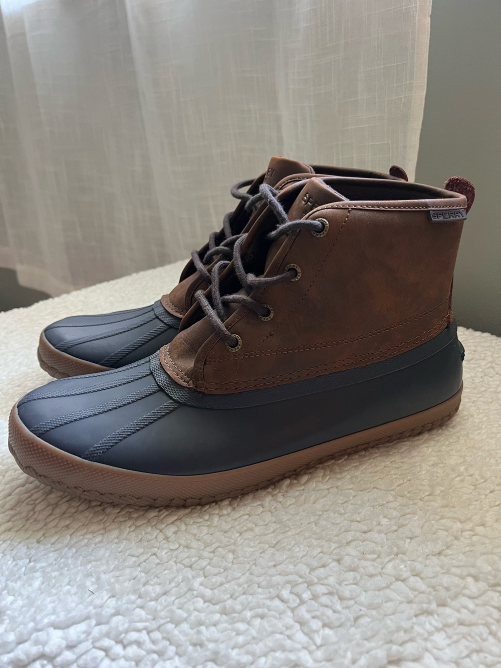 Sperry Brown/Navy Duck Boots for Men - Lace-Up Waterproof Ankle Boots
